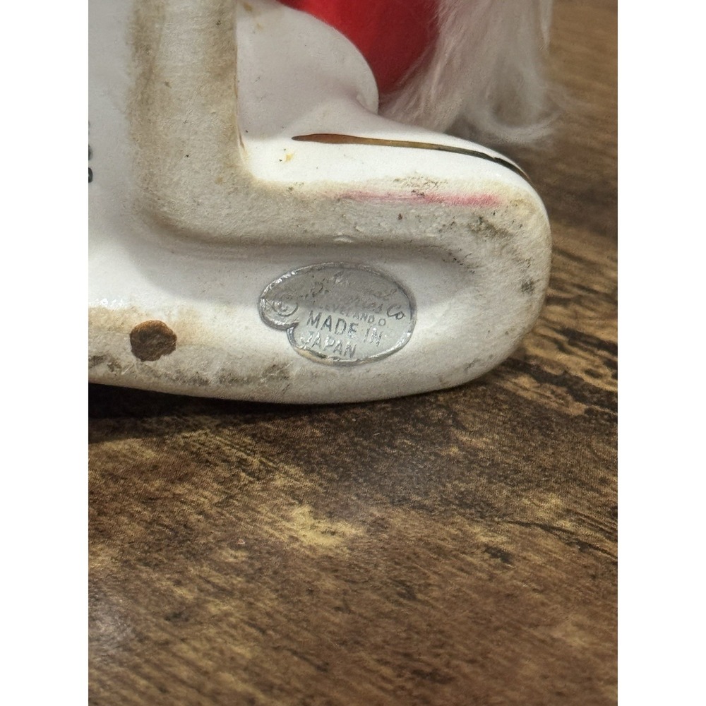Santa Ceramic Bank 1959 Napco Bedford Ohio Vintage Made Japan Faux Fur Accent - Picture 9 of 15
